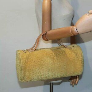 CELINE C Macadam Canvas Hand Bag Yellow Gold Authentic